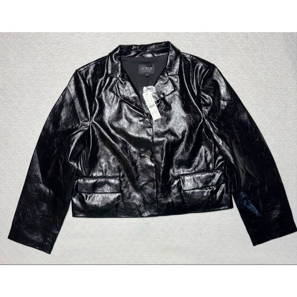 J. Crew Modern Contemporary Chic Shirt-Jacket In Faux Distressed Leather Size 8 - Picture 3 of 10